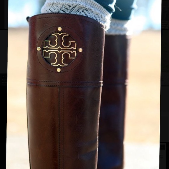 COPY - Tory Burch Kiernan logo Leather riding boot black - Picture 3 of 11